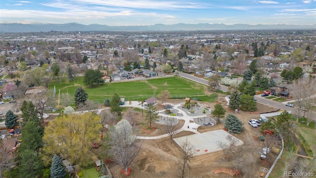 aerial view with a residential view and a mountain view
