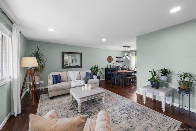 10743 W Turtle Mtn, Littleton, CO 80127 - living area featuring baseboards, wood finished floors, and recessed lighting