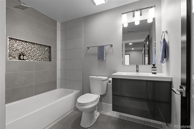 2523 N Humboldt St, Denver, CO 80205 - full bath with vanity, tile patterned flooring, and  shower combination