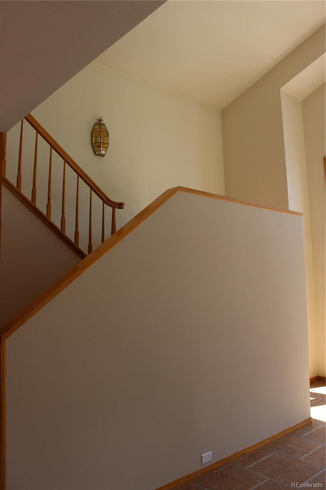 stairway with baseboards