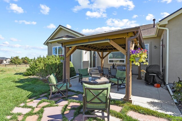 view of patio featuring a gazebo