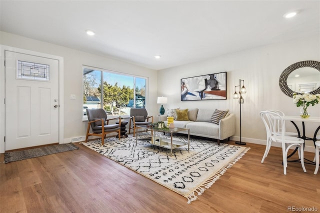 living room with wood-type flooring