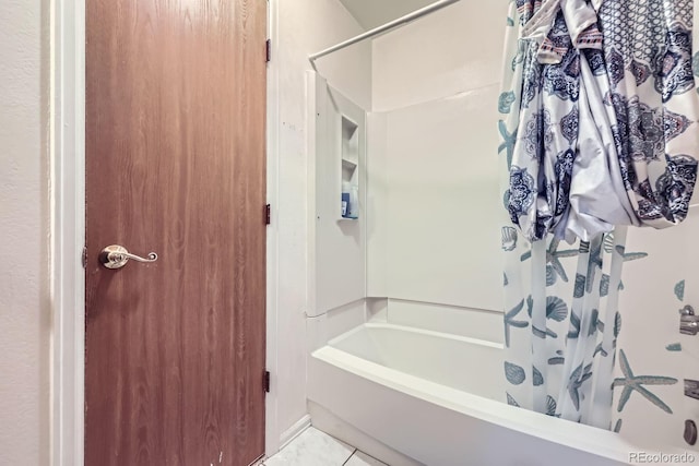 18891 E Carmel Dr, Aurora, CO 80011 - full bath with shower / bathtub combination with curtain and tile patterned flooring