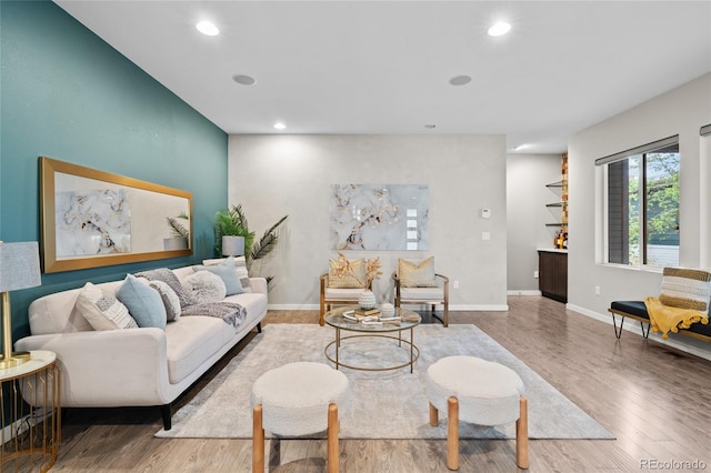 3384 Cranston Cir, Highlands Ranch, CO 80126 - living area featuring wood finished floors, recessed lighting, and baseboards