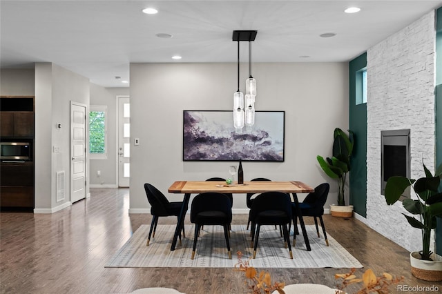 3384 Cranston Cir, Highlands Ranch, CO 80126 - dining space featuring healthy amount of natural light, wood finished floors, recessed lighting, and baseboards