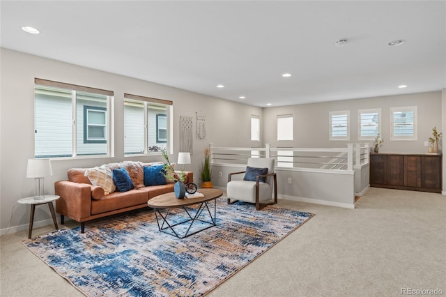 3384 Cranston Cir, Highlands Ranch, CO 80126 - living room featuring carpet flooring, recessed lighting, and baseboards