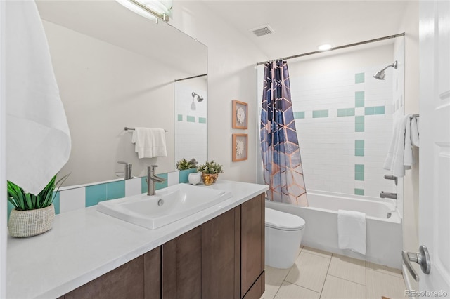 3384 Cranston Cir, Highlands Ranch, CO 80126 - full bath with toilet, shower / tub combo, vanity, and tile patterned floors