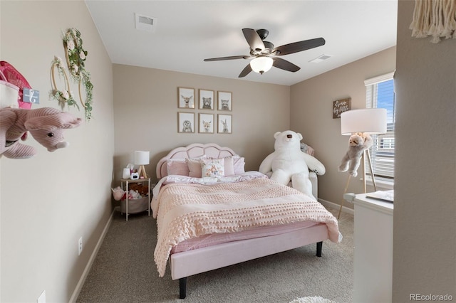 bedroom with carpet and ceiling fan