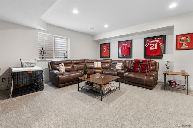 living room with carpet