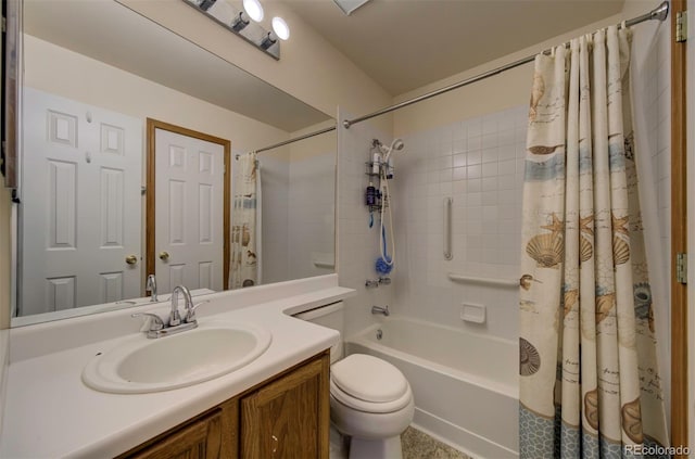 4987 Fabray Ln, Colorado Springs, CO 80922 - full bath with vanity, toilet, and shower / bathtub combination with curtain