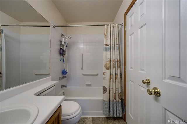 4987 Fabray Ln, Colorado Springs, CO 80922 - bathroom with vanity, shower / bath combo, and toilet