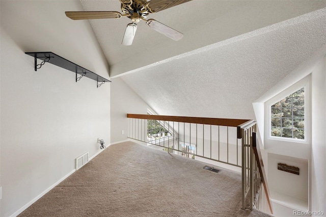 13873 E Lehigh Ave Unit B, Aurora, CO 80014 - corridor featuring carpet flooring, lofted ceiling, and a textured ceiling