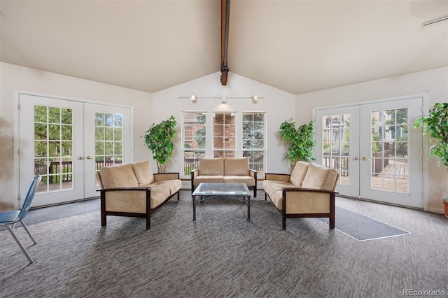 13873 E Lehigh Ave Unit B, Aurora, CO 80014 - living room featuring french doors and carpet