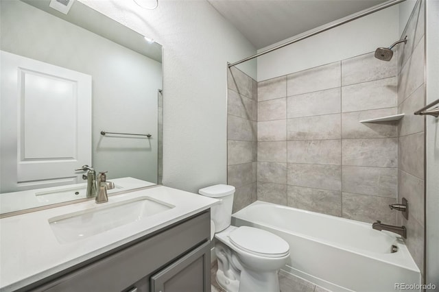 12574 Lake View St, Longmont, CO 80504 - bathroom with toilet, vanity, and shower / tub combination