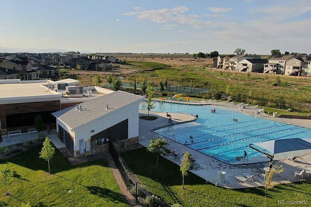 12574 Lake View St, Longmont, CO 80504 - aerial view of residential area featuring a pool area