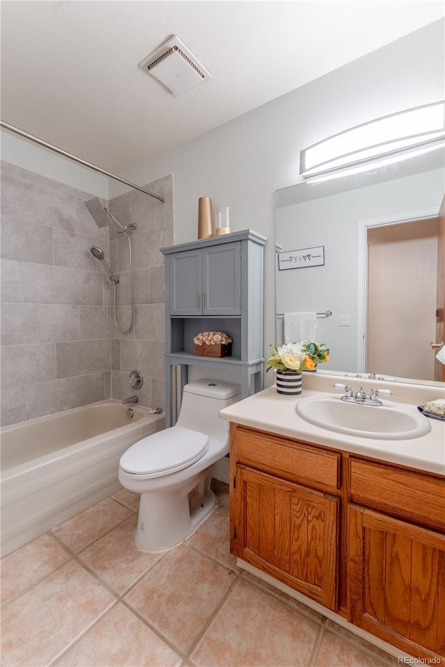 15491 E Wyoming Dr Unit A, Aurora, CO 80017 - full bath with toilet, tile patterned flooring, bathing tub / shower combination, and vanity