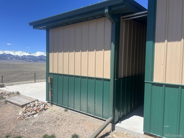 view of outdoor structure with a mountain view