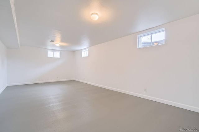 below grade area with plenty of natural light and baseboards