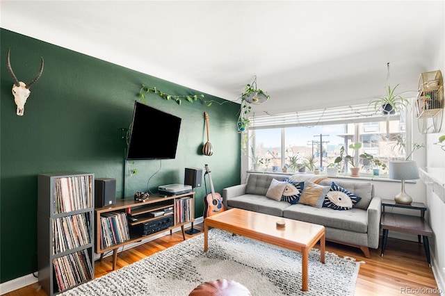 living area featuring wood finished floors