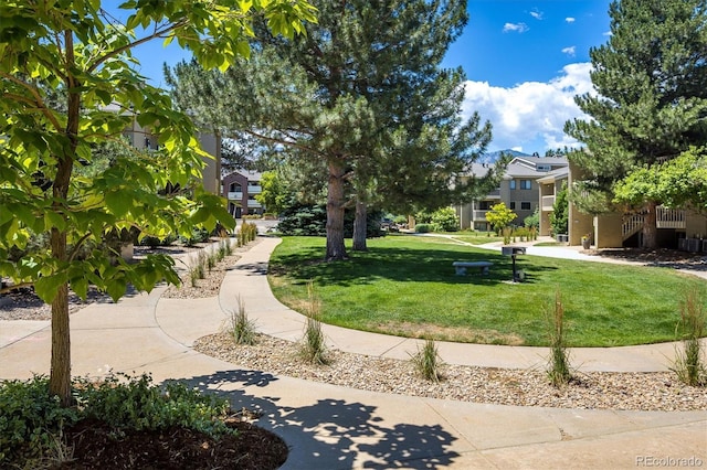 view of community featuring a residential view and a yard