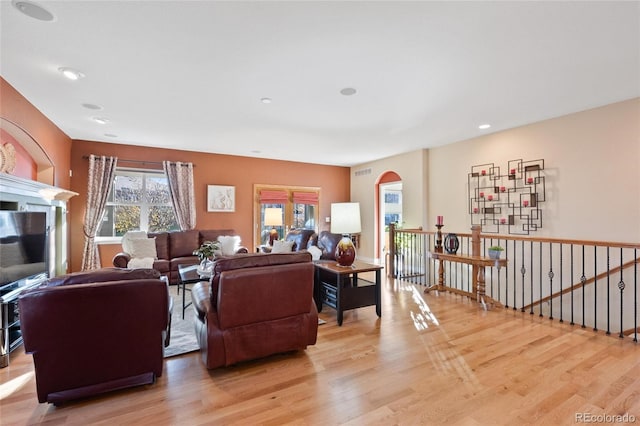 living room featuring light hardwood / wood-style flooring