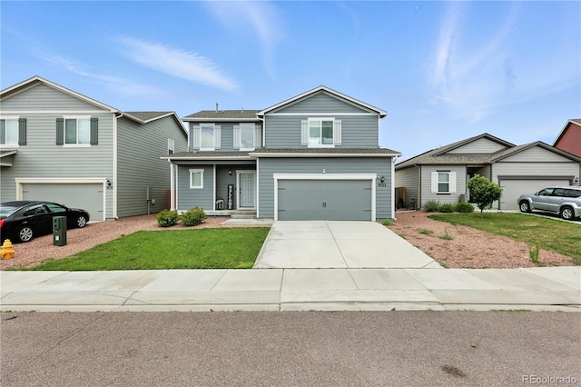9723 Borderpine Way, Colorado Springs, CO 80925 - traditional-style house with concrete driveway, a garage, and a front lawn