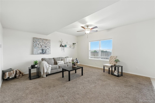 9723 Borderpine Way, Colorado Springs, CO 80925 - carpeted living room featuring ceiling fan and baseboards