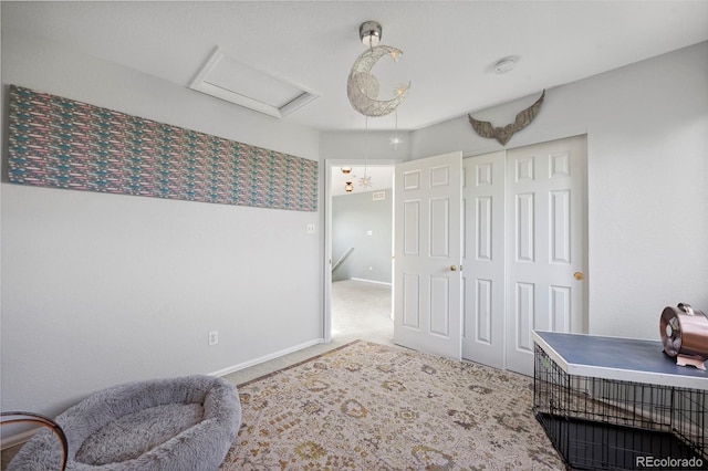 7977 Emerson Ave, Frederick, CO 80530 - office area featuring attic access and carpet flooring