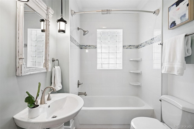 3321 Stuart St, Denver, CO 80212 - bathroom with toilet, a sink, shower / tub combination, and healthy amount of natural light
