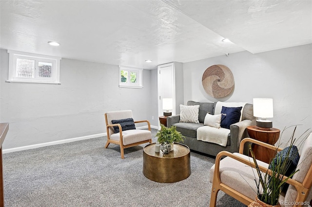 3321 Stuart St, Denver, CO 80212 - living room with baseboards, carpet flooring, and recessed lighting
