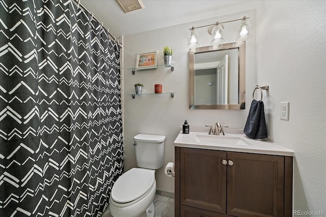 8335 Fairmount Dr Unit 2-105, Denver, CO 80247 - full bath with vanity, toilet, and a shower with shower curtain