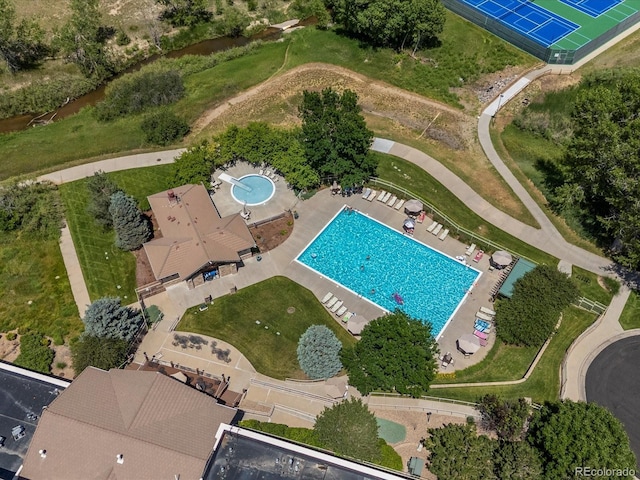 7131 S Wenatchee Way Unit C, Aurora, CO 80016 - aerial view of property's location with a pool area