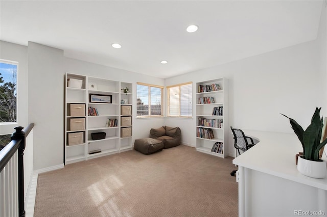 carpeted office space with a wealth of natural light