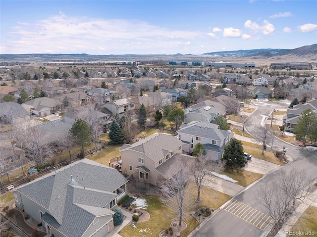 bird's eye view with a mountain view