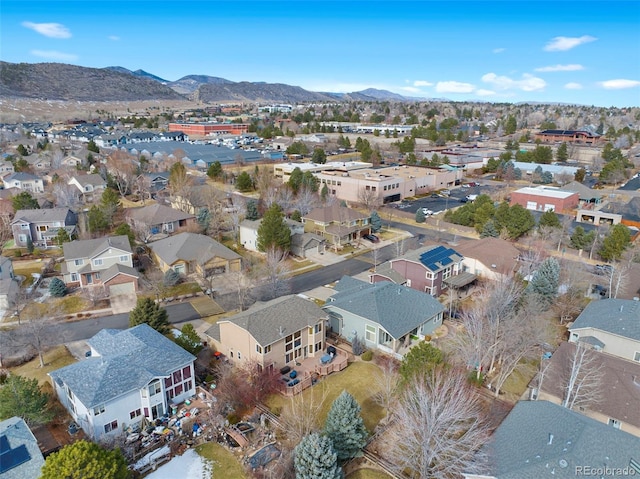 drone / aerial view with a mountain view