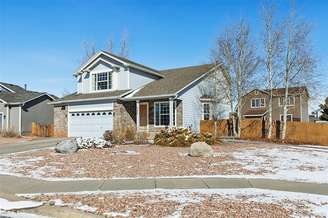 view of front of house with a garage