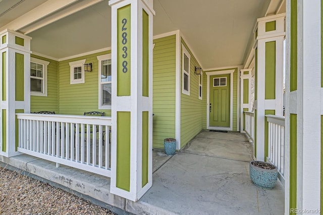 property entrance with a porch