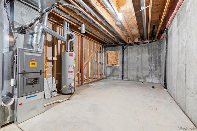 basement featuring water heater