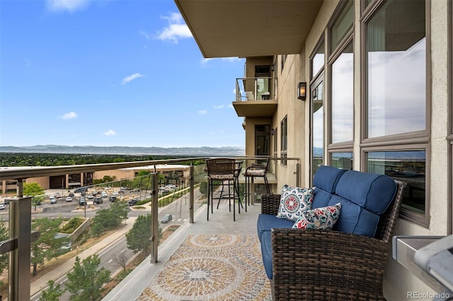 balcony with a mountain view