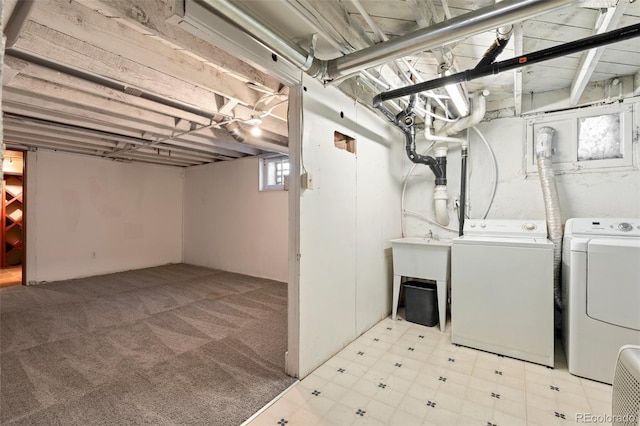 basement with independent washer and dryer