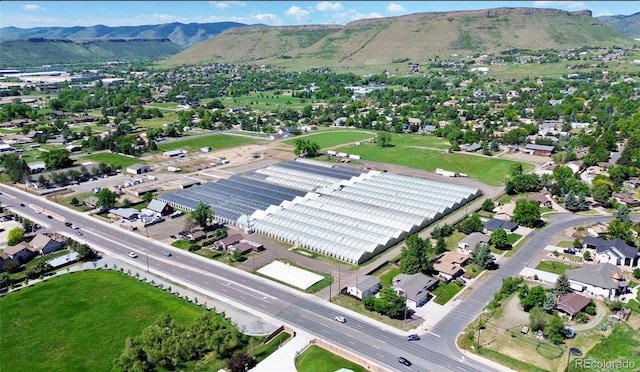 aerial view with a mountain view