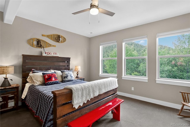31189 Manitoba Dr, Evergreen, CO 80439 - carpeted bedroom with baseboards and ceiling fan