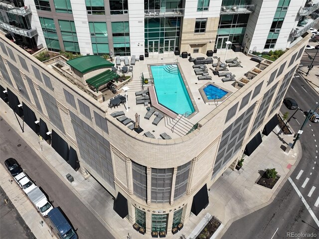2001 Lincoln St Unit 2420, Denver, CO 80202 - drone / aerial view of a pool