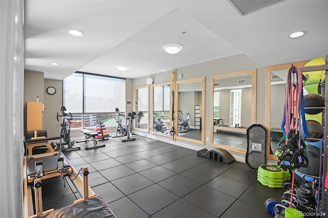 2001 Lincoln St Unit 2420, Denver, CO 80202 - exercise room featuring plenty of natural light and recessed lighting