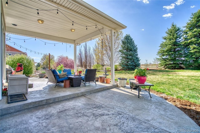 view of patio / terrace featuring an outdoor living space