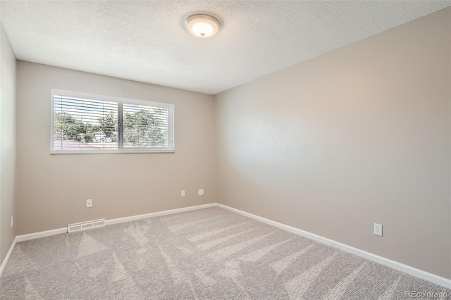 empty room with carpet flooring and a textured ceiling