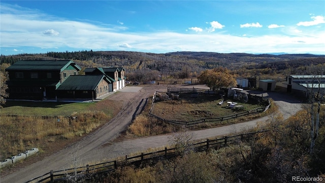 aerial view with a mountain view