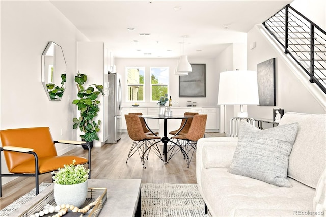 living room with light wood-type flooring