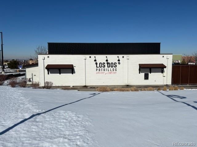 view of snow covered exterior