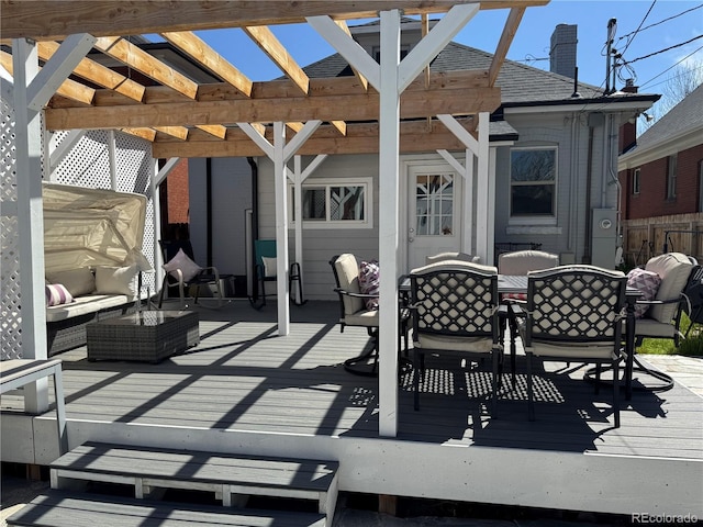 613 S Logan St, Denver, CO 80209 - view of patio with outdoor dining area, a deck, a pergola, and an outdoor living space